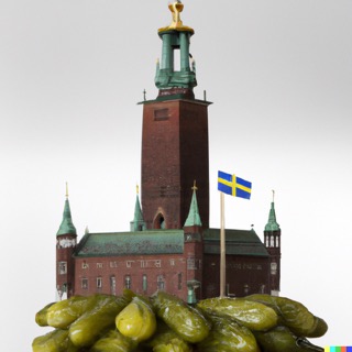 stockholm city hall made
                                out of new york style kosher dill pickles