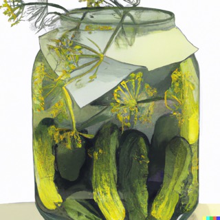 dill pickles in the style
                                of carl larsson